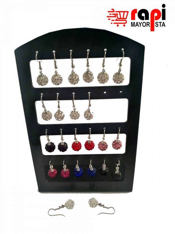 Pack 12 pares aritos redondos C/brillos(h)