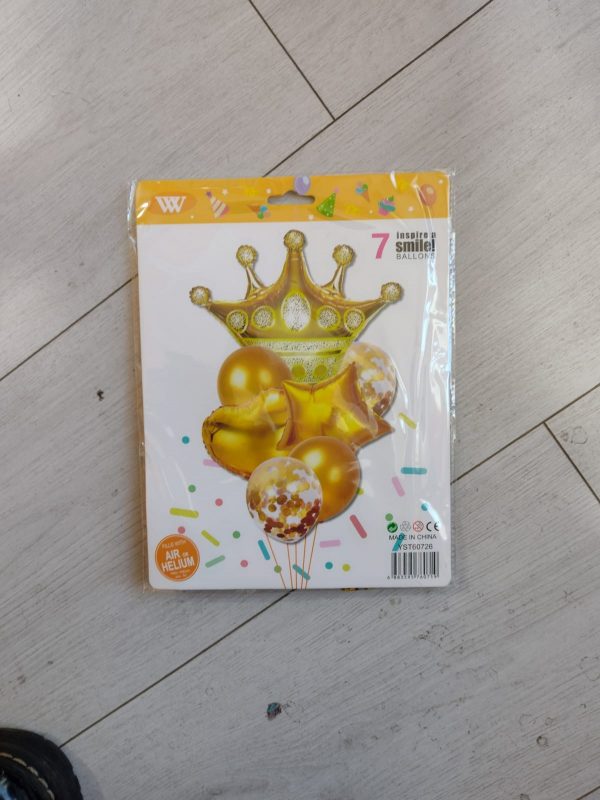 Globo corona mas globos forma surtida tonos dorados