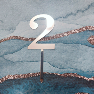 Numero "2" Plateado para torta (HL)
