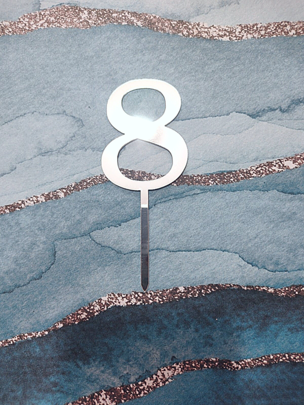 Numero "8" Plateado para torta (HL)