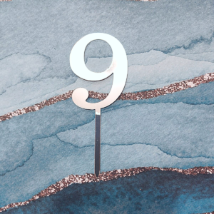 Numero "9" Plateado para torta (HL)