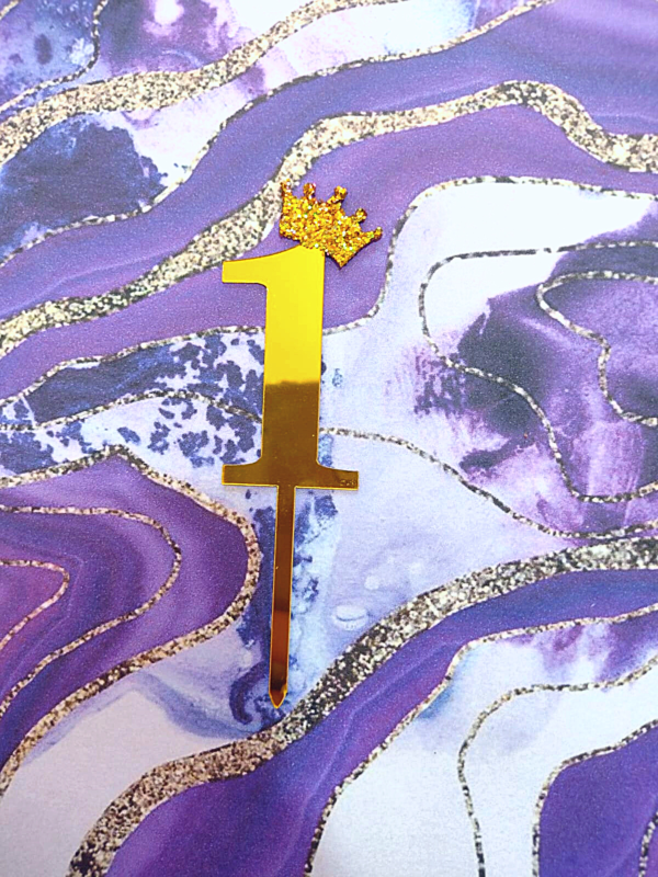 Numero "1" dorado con corona para torta (hl)
