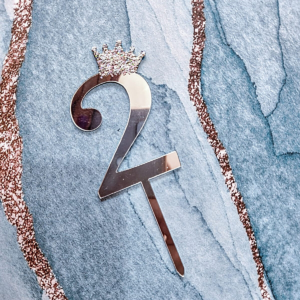 Numero "2" para torta plateado (HL)