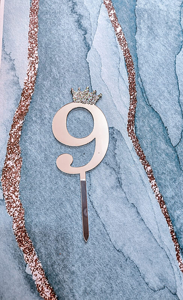 Numero "9" para torta plateado (HL)