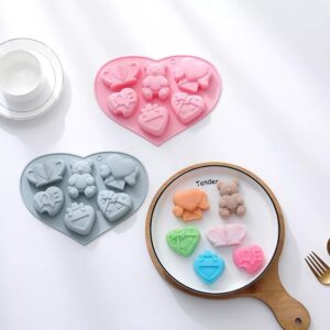 Molde de silicona oso y corazon