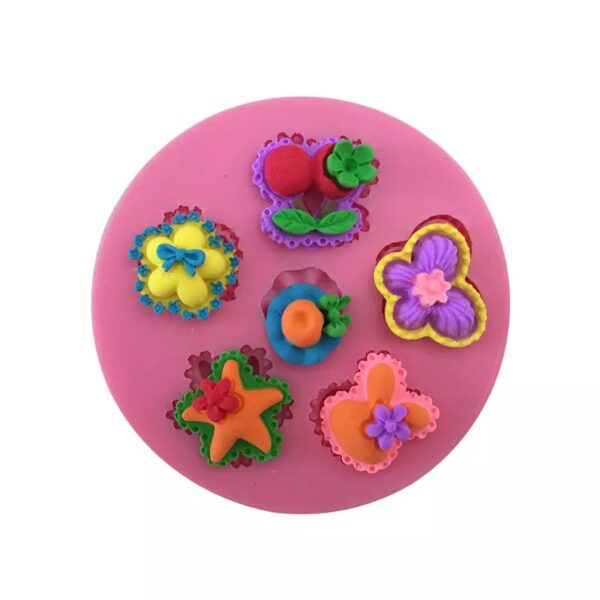 Puntilla de Silicona Flor, Estrella, Conejito , Mariposa , Fruta G50-025X3