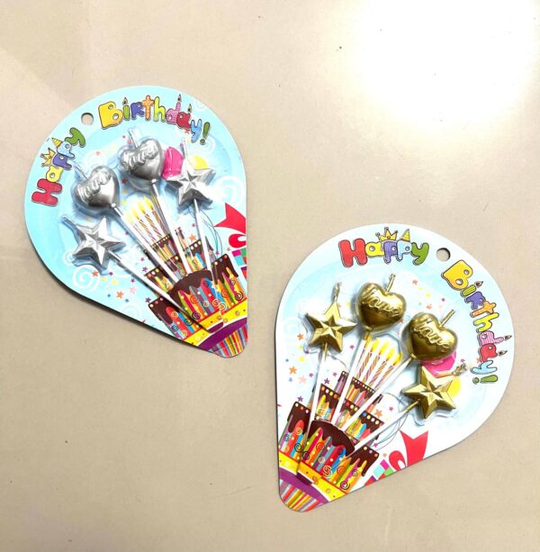 Pack x 4 Velas de Cumpleaños Corazon y Estrella 1033