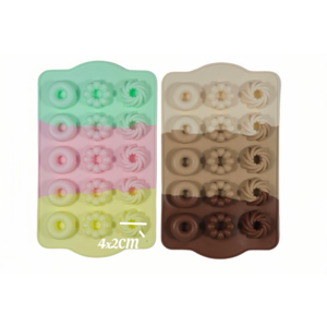 MOLDE SILICONA TRICOLOR 15 MINI DONNUT