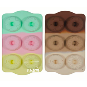 MOLDE SILICONA TRICOLOR 6 DONNUT DECORADAS