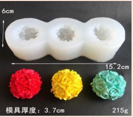MOLDE SILICONA FLORES X3 P/ VELA  H25-002C5