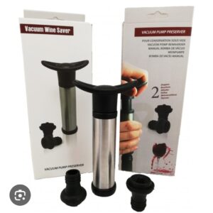 BOMBA VACIO ACERO PARA BOTELLA DE VINO CON TAPONES