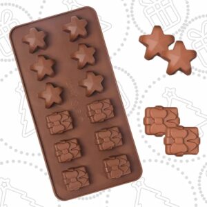 Molde bombón forma regalo y estrella