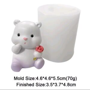Molde de silicona oso gordito con una rosa H33-044E2