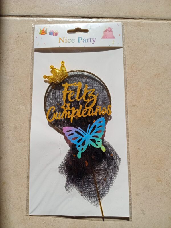decoración para tortas mariposa y corona