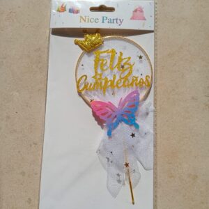 decoración para torta mariposa y corona