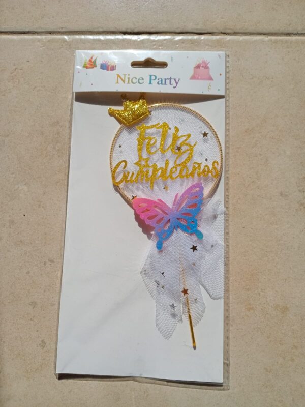 decoración para torta mariposa y corona