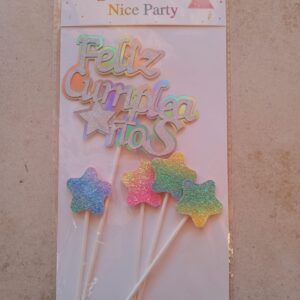 letrero de feliz cumpleaños con estrellas para torta