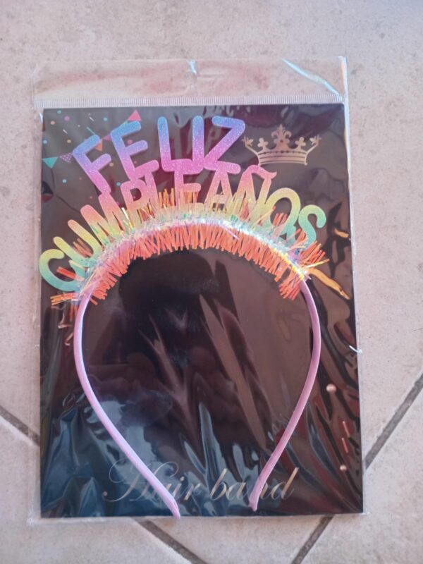 vincha feliz cumpleaños de colores